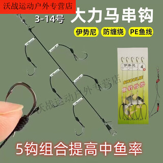 Gu jianmu string hook fishing set dali ma anti-tangle fish hook ise sea pole horse line throwing rod set crucian carp explosion fishing dali ma 5 hook combination string hook 1 set no. 13 (13 jin jin is equal to 0.5 kg)