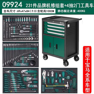 Sata auto repair tool trolley auto maintenance tool trolley set multi-specifications 231 pieces mechanical repair tool trolley set /09924