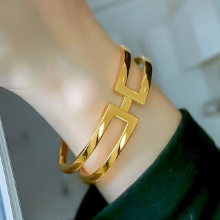 Quamer geometric h-shaped bracelet, fashionable and exquisite for men and women, light luxury temperament, versatile bracelet, niche high-looking geometric bracelet