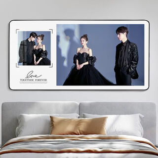 Fantasy photo custom photo frame wall hanging wedding photo custom crystal table enlargement print family portrait high-end souvenir two palace grid love locke border color remarks 36 inches (50x100cm) wall hanging