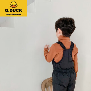 G.duckkids children's down cotton overalls baby thickened cotton pants baby winter pants boys and girls outer wear crotch pants black 90 cm