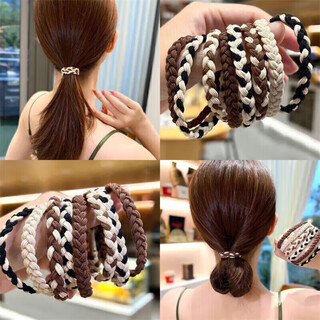 Imieseve children's hair accessory brown twist hair rope simple braided ponytail hair tie hair rubber band high elasticity hair braid twist hair rope 5 pack mixed color-