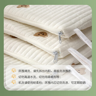 Ruike custom-made thickened crib fence ins soft bag class a children baby splicing widened bed fence anti-collision pure cotton fence double-sided quilting (good bear) default 40-60cm with 200+100 beds three-sided fence + fitted sheet pillow