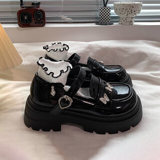 Linbuxan genuine leather girls' leather shoes 2025 spring and autumn new british style children's black performance shoes princess shoes jk loafers black 26 shoe inner length 16.2cm