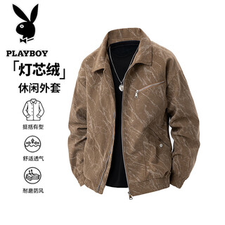 Playboy jacket men's autumn casual new corduroy lapel loose top jacket khaki xl