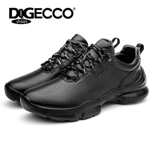 Aibotron dqg ecco men's shoes spring and autumn breathable casual sports shoes 15th anniversary thick-soled cushioning lightweight soft-soled business leather shoes 1977 black 40