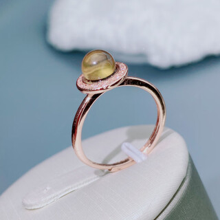 Fat donglai quality amber and blue amber ring for women, light luxury round bead design, niche light luxury temperament and elegant ring