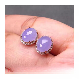 Fat donglai quality ice jade earrings burmese high-end color egg surface violet women inlaid with gemstones jade day ice violet earrings