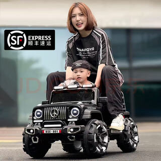 萌嘟嘟儿童电动车四轮带遥控玩具车可坐大人男女宝大g越野汽车小孩童车 黑色：双驱+早教音乐蓝牙+遥控