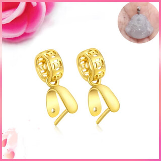 18k gold jade buckle copper coin jade buckle melon seed buckle jasper amber crystal clip buckle accessories reverse mold thickening process 18k gold true color small size