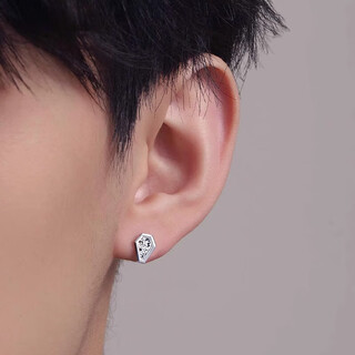 Nilan fat donglai same style men's platinum earrings pt950 men's platinum natal year snake year zodiac men's trendy and fashionable single weight 1.5-1.7 grams (no certificate)