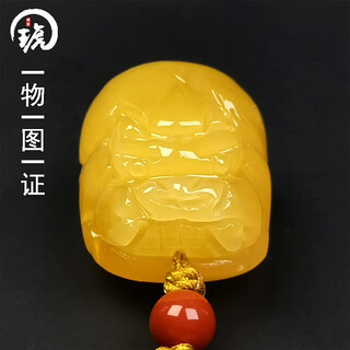 Amber pai, one object, one picture, one certificate, beeswax pendant pixiu, natural amber for men and women, chicken fat yellow, full of honey, no cracks, pixiu 4.65g, 23*18*16mm
