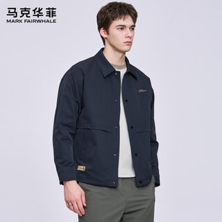 Mark huafei windproof and anti-wrinkle lapel jacket men's 2025 autumn new trendy embroidered retro men's jacket 1542 navy blue 101 m 170