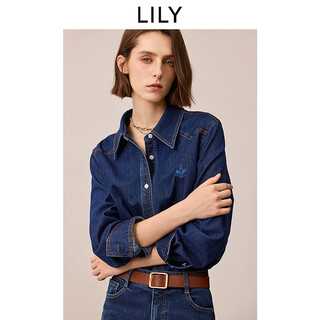 Lily2025 new winter women's clothing retro classic shoulder casual temperament commuter denim shirt jacket short 401 blue l