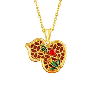 Junpo baozhen bamboo gourd 18k gold pendant women's fashion color gold necklace clavicle chain pendant 18k gold pendant customization