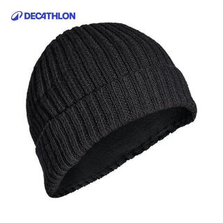 Decathlon autumn and winter warm pure wool hat autumn and winter ear protection confinement hat knitted wool hat black one size 4717206