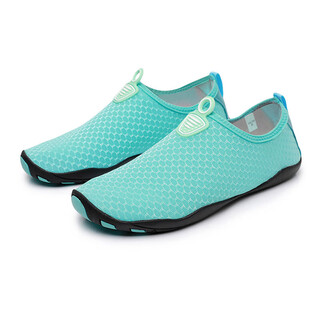 Yosoci diving shoes and socks, non-slip beach shoes, adult snorkeling socks, swimming upstream swimming, anti-cut, non-slip, men's and women's skin-fitting soft soles, lake blue 36-37