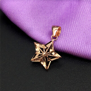Youshu plated 14k rose gold au585 brushed five-pointed star rectangular pendant, non-fading and fidelity, five-pointed star pendant