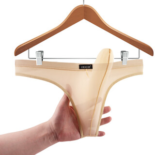 Hengyuanxiang men's underwear elephant male transparent t-pants low-waist t-pants mesh gun egg separation sexy shorts sexy jj set skin color m 2.0-2.2