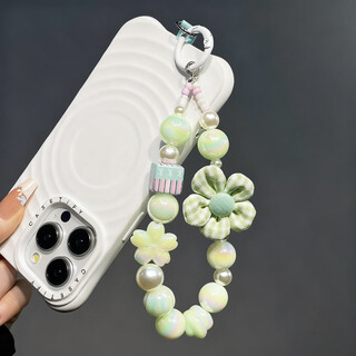 Fanxia korean version small fresh mobile phone hanging chain woven flower keychain anti-lost wrist lanyard bag hanging bead chain for women