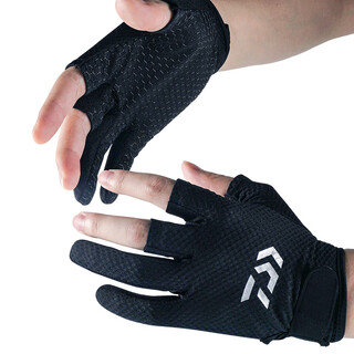 Zailou's new lure gloves, sweat-absorbent and quick-drying fishing gloves, mesh breathable, 35-finger sports gloves, one size fits all, 3-finger black, exposed