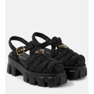 Prada luxury women's monolith platform sandals black 20 | 40 eu