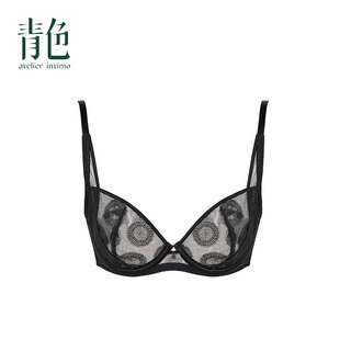 Atelier intimo dewdrop 3/4 cup embroidered sexy and comfortable underwired soft ring women's underwear large size anti-sagging black single bra 85d