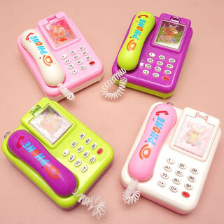 泡普网红儿童玩具卡通仿真电话启蒙灯光乐器地摊超市批 白色