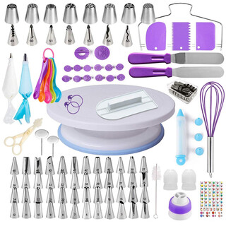 Numbered 137-piece cake turntable set korean style decorating nozzle decorating bag baking tools 137-piece cake turntable set