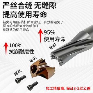 Jiang zhiai little ant crown drill violent drill bit extended internal cooling gun drill bit stainless steel saber tooth drill flower 1.5 times 3 times 5 times blade diameter 18.5 black steel parts