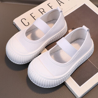 Zi jiafu children's white shoes, girls' white cloth shoes, boys' canvas shoes, primary school students' white sneakers, kindergarten indoor sports shoes, d002 white 29, inner length 18.5 cm, choose according to the inner length