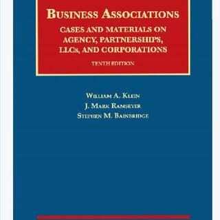 Physical book/business associations cases and materials on agency partnerships llcs and corporat physical book/business associations cases and materials on agency partnerships llcs and corporat