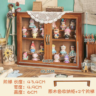 Blind box display stand molly doll dustproof figure popmart box desktop solid wood cabinet storage box display cabinet old color old color