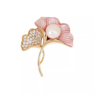 Banshengfu pink brooch fashion pearl corsage anti-exposure pin suit sweater accessories for women <pink>