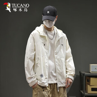 Woodpecker (tucano) summer light and breathable cool ice silk sun protection clothing jacket for men 2025 new anti-uv skin clothing fishing clothing off-white 4xl 200-220jin jin equals 0.5 kg