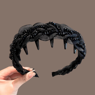 Gioio hepburn style headband, temperament mesh women's 2025 new face-showing small high skull headband hairpin paris princess head bead-wrapped headband