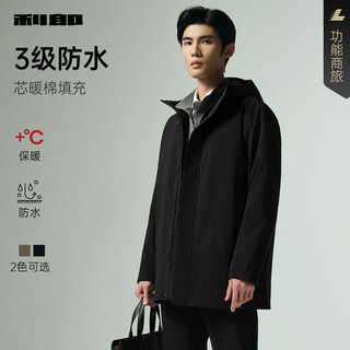 利郎防水风衣男25秋季芯暖棉外套男连帽中长款风衣上衣