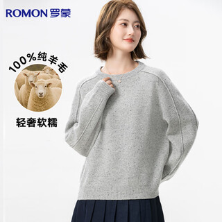 Romon 100% sheep wool pure wool sweater for women autumn and winter thick round neck loose bottoming shirt red pullover sweater