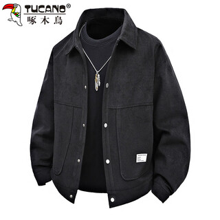 Woodpecker (tucano) jacket men's autumn and winter jacket casual loose high-end handsome lapel work clothes men's black xl
