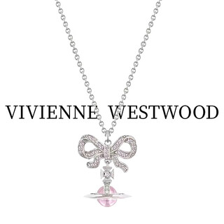 Vvienne westlock british purchasing agent western queen mother authentic saturn necklace octavie diamond bow pendant clavicle chain women silver pink