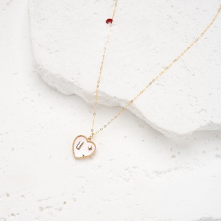 Yibiy/18k gold lucky number shell diamond necklace love mother-of-pearl pendant gift