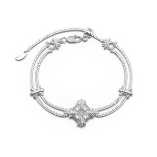 Only double/square ice flower fabric texture gemstone 925 silver gold-plated adjustable bracelet autumn and winter women's one