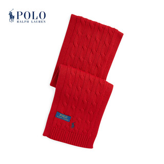 Polo ralph lauren boys and girls 25th autumn cable knitted scarf rl43467 600-red l/xl