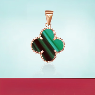 Cipu colored gold four-leaf clover pendant for women 18k gold rose gold red agate peacock blue and white mother-of-pearl necklace gift for girlfriend malachite custom-made width about 15mm (not including necklace)