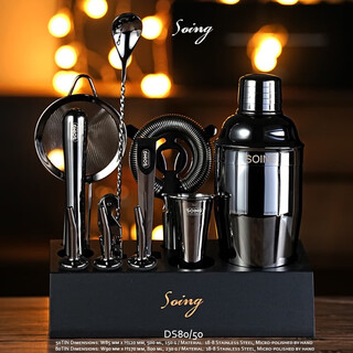 Soing boston mixer set two-stage 304 stainless steel cocktail bar bartender two-stage shaker soing new version of the american version of the black warrior set