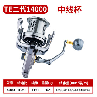 Toku shima (toku shima) te second-generation spinning wheel, all-metal large object, long-range anti-seawater sea fishing reel, inclined shallow cup anchor fishing wheel, te second-generation 14000 (medium cup), anti-seawater_guide rod, left and right hand interchangeable type