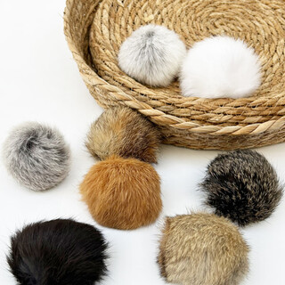 Cat toy rabbit fur ball, natural color, real rabbit fur cat ball, scratch-resistant and bite-resistant, self-stimulating, relieving boredom, cat enrichment (natural rabbit hair) cat ball*6 pcs