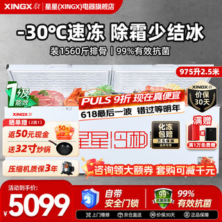 
Xingxing (XINGX) freezer commercial large-capacity freezer with more than 500 liters refrigeration and freezer dual-use freezer double-door horizontal refrigerator ice cream cabinet supermarket convenience store commercial freezer 2.5 meters 975 liters丨-30 defrost level 1 energy efficiency 1098GE