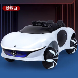 Chitongle german children's four-wheel electric car can sit in a child's toy car for 1 to 3-year-old babies remote control stroller, four-wheel drive white + leather seat