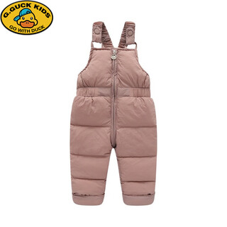G.duckkids children's thermal cotton pants overalls autumn and winter thickened outer one-piece baby clothes for boys and girls cotton pants baby open pink 90cm